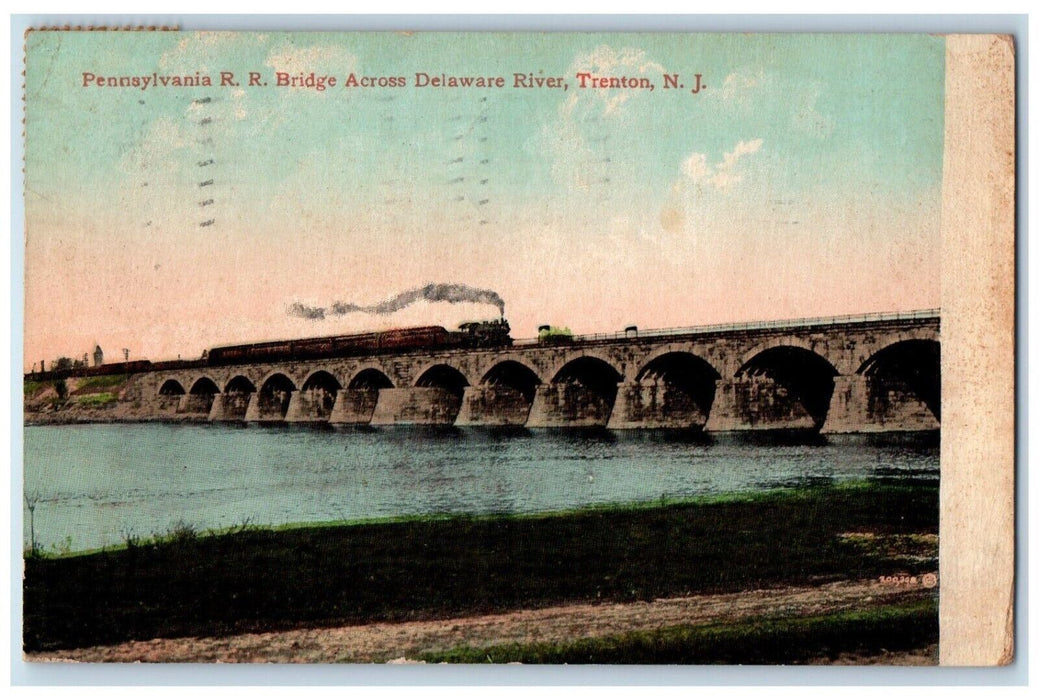 1911 Pennsylvania Railroad Bridge Delaware River Trenton New Jersey NJ Postcard