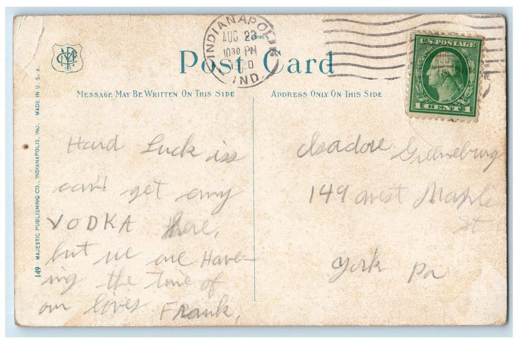 1920 Union Station Exterior Building Classic Cars  Indianapolis Indiana Postcard