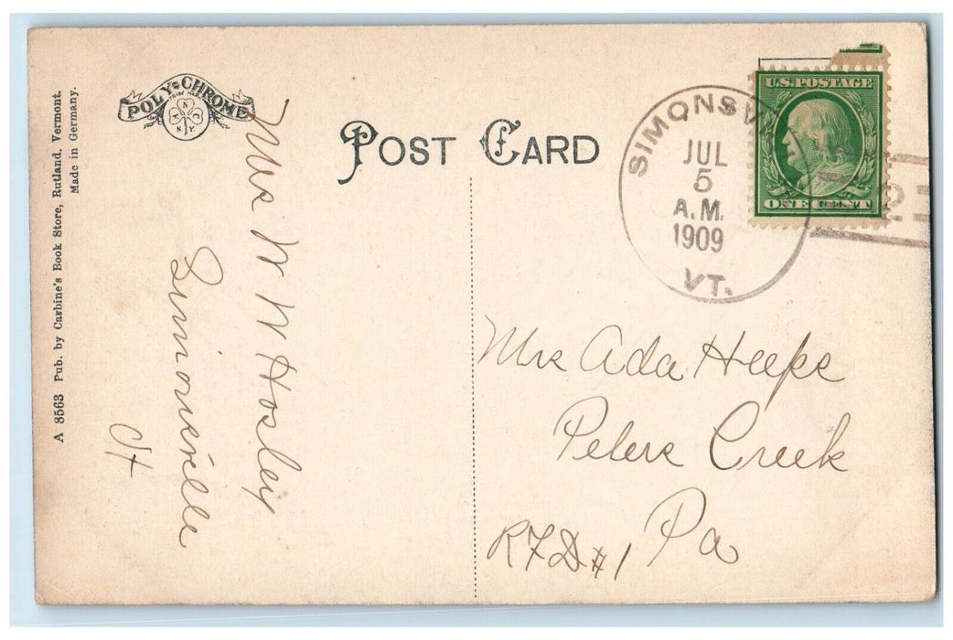 1909 Union State Exterior Building Horse Carriage Road Rutland Vermont Postcard