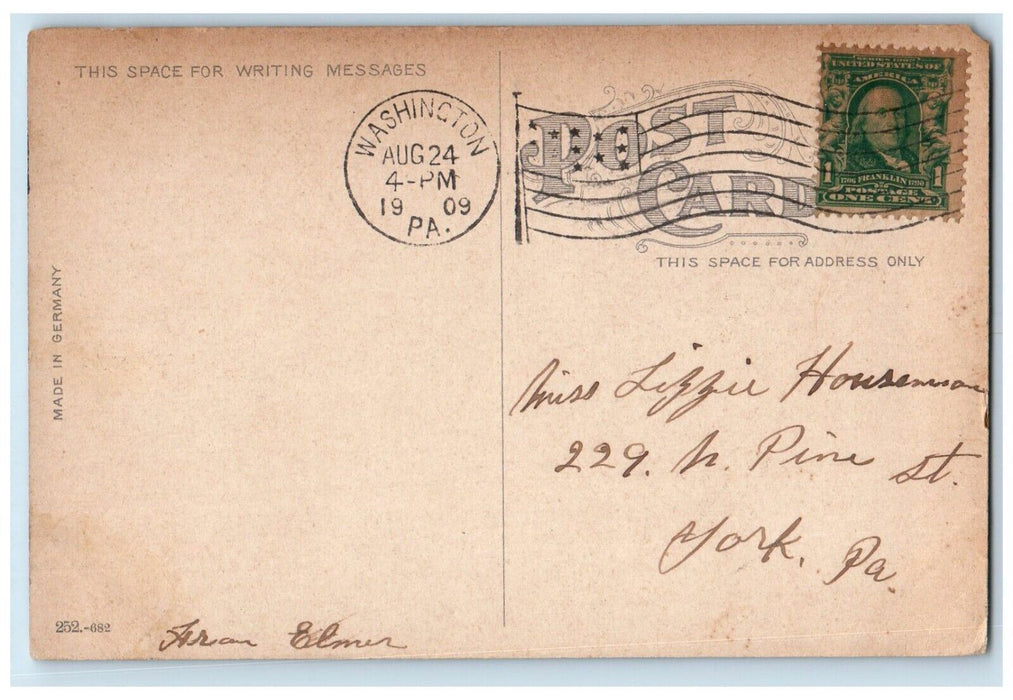 1909 Brady's Tunnel Railroad Locomotive Train Washington Pennsylvania Postcard