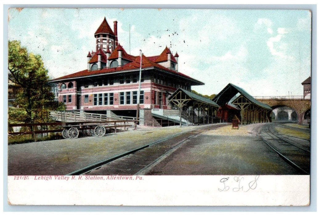 1906 Lehigh Valley Railroad Station Exterior Allentown Pennsylvania PA Postcard
