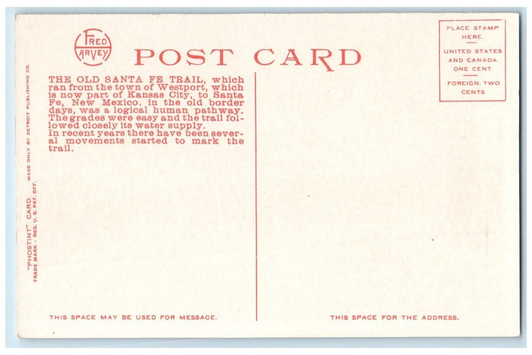 c1920 Monument Marking Old Santa Fe Trail Penn Valley Park Kansas City Postcard