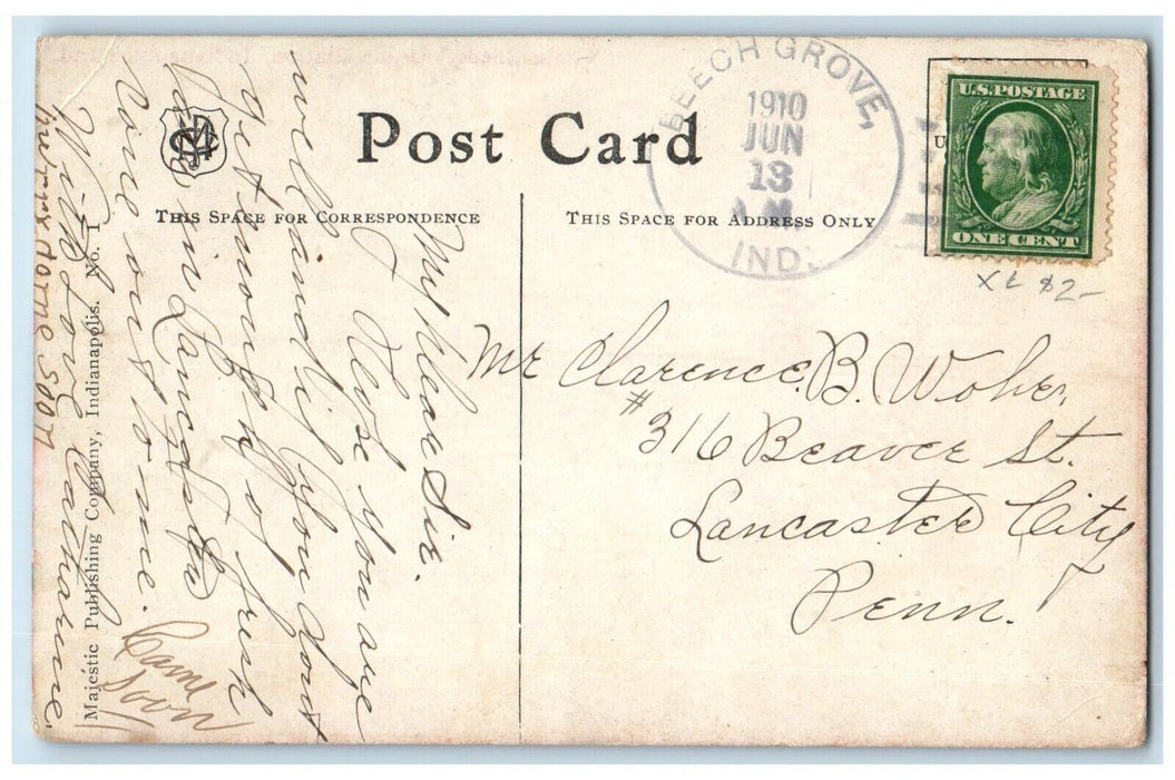 1910 Train Sheds Union Station Locomotive Train Indianapolis Indiana IN Postcard