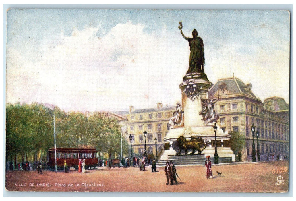 c1910 Place De La Republique Ville De Paris France Oilette Tuck Art Postcard