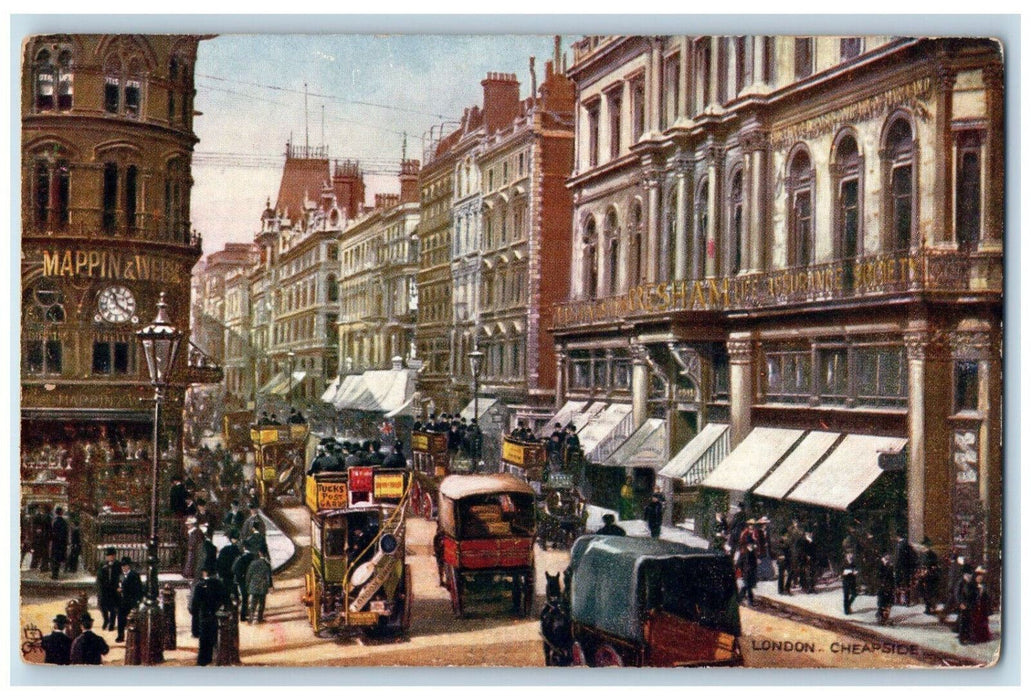 1905 Bus Business Section London Cheapside England Oilette Tuck Art Postcard