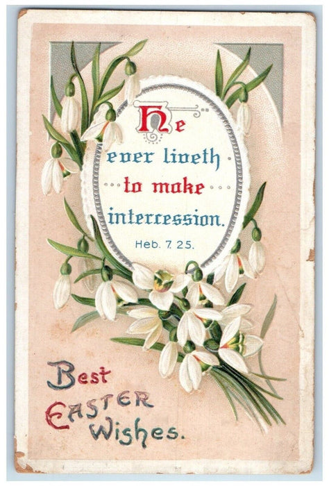 1915 Easter Wishes Lily Flowers Bundle Clapsaddle Glen Cove New York NY Postcard