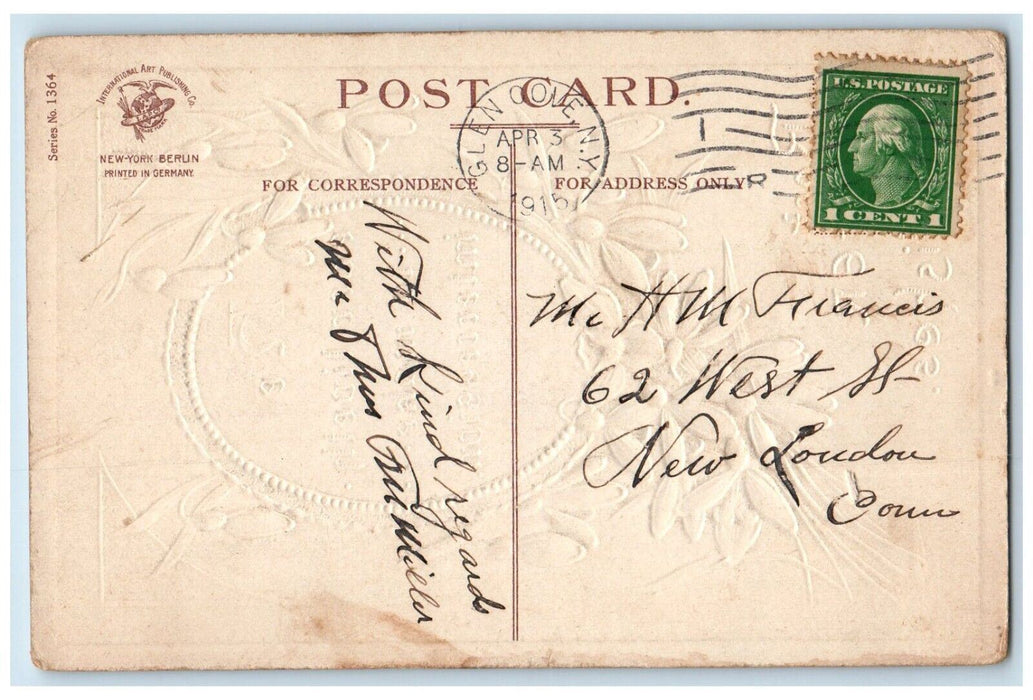 1915 Easter Wishes Lily Flowers Bundle Clapsaddle Glen Cove New York NY Postcard