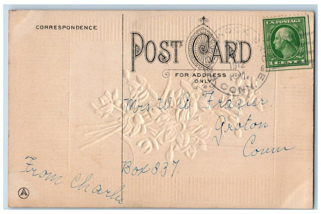 1912 Easter Morning Lilies Flowers Embossed Groton Connecticut CT Postcard