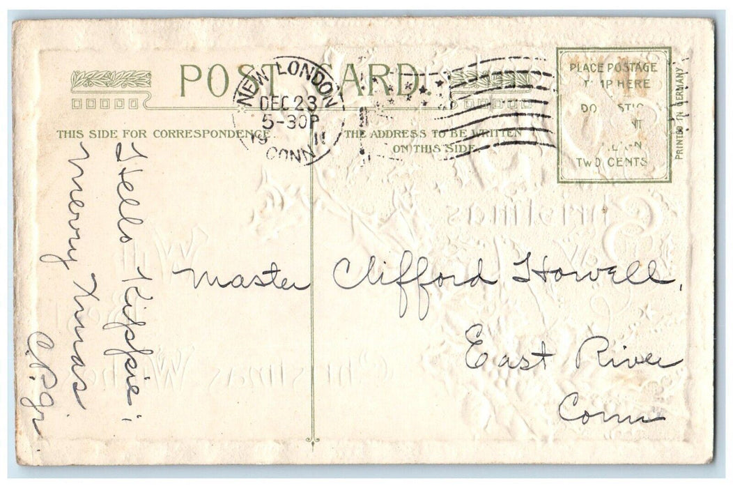 1911 Christmas December 25 Berries Winter John Winsch Artist Signed Postcard