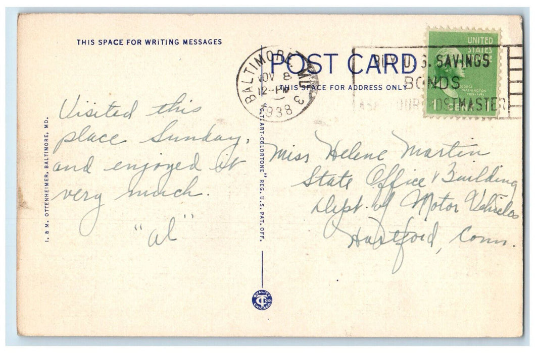1938 Cannon At Historic Fort McHenry Monument Baltimore Maryland MD Postcard