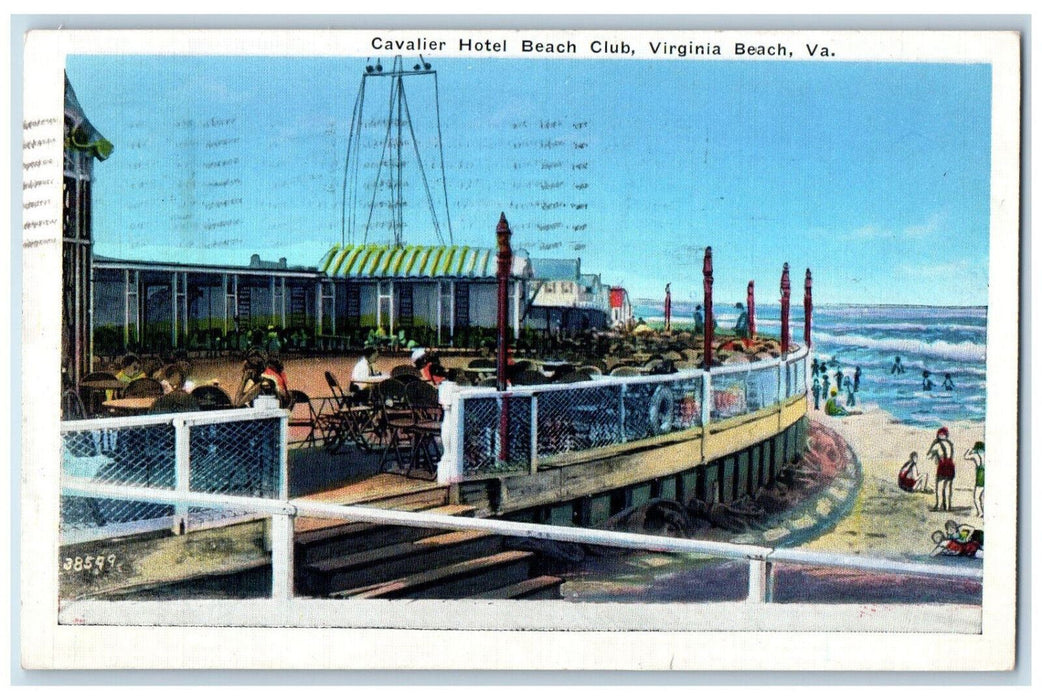 1938 View Of Cavalier Hotel Beach Club Virginia Beach VA Vintage Posted Postcard