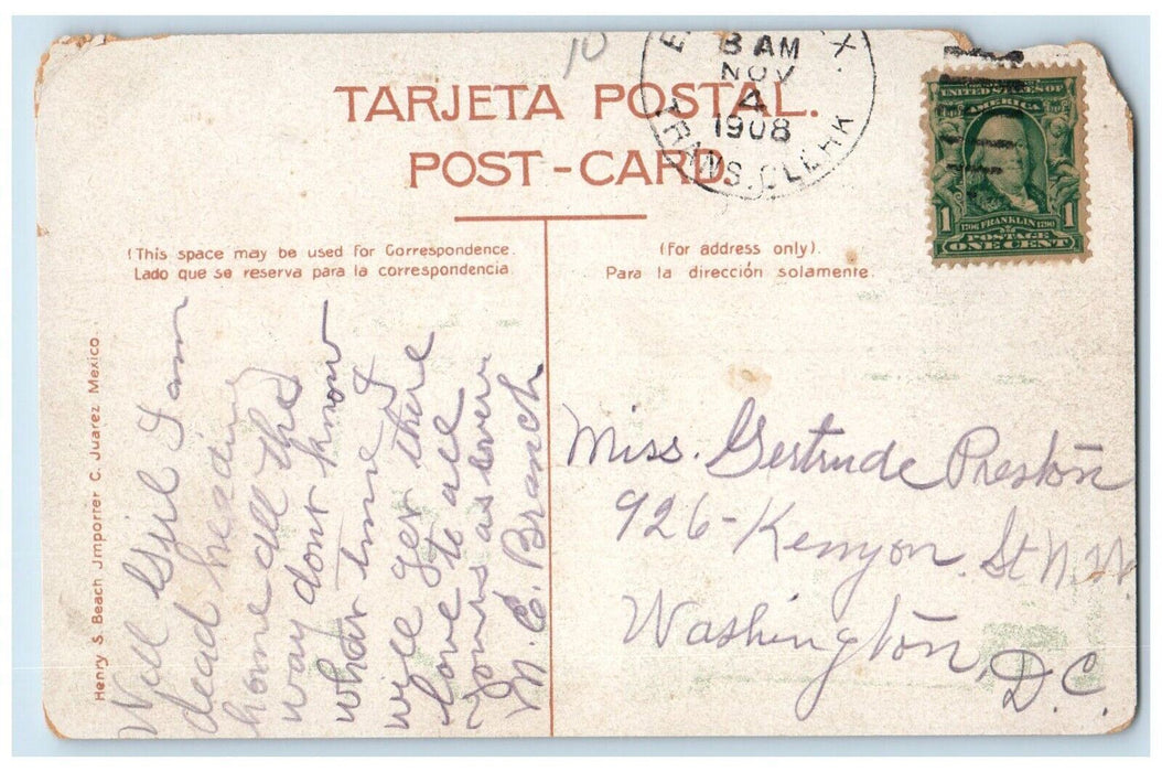 1908 Court House Federal Building Exterior El Paso Texas Tarjeta Postal Postcard
