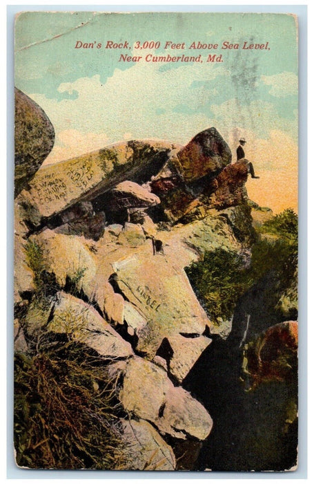 1911 Dan's Rock Above Sea Level Cumberland Maryland MD Vintage Antique Postcard