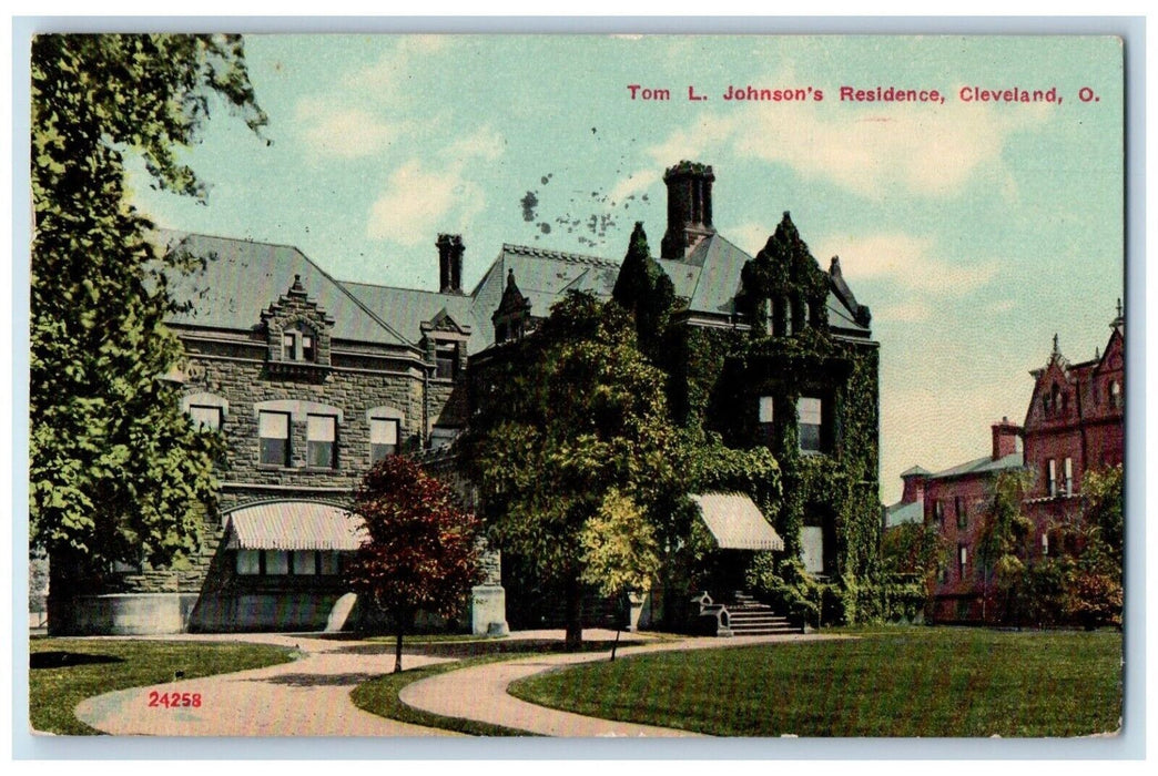 1913 Tom L. Johnson's Residence Exterior Building Field Cleveland Ohio Postcard