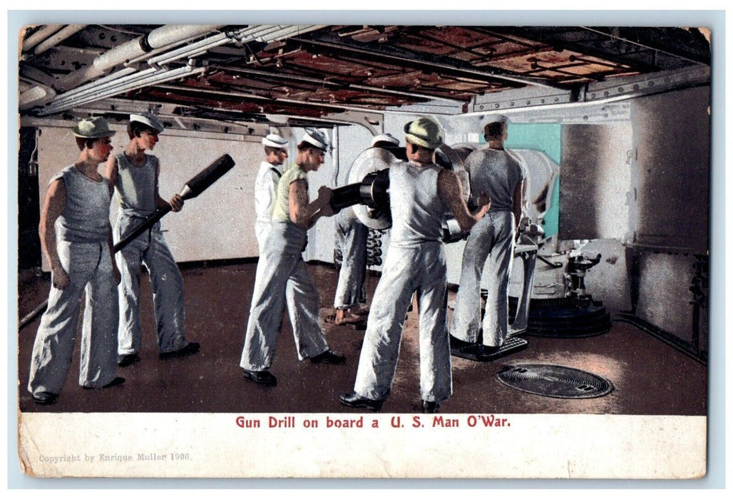 1910 Gun Drill Board U.S. Man O'War Navy World War Hagerstown Maryland Postcard