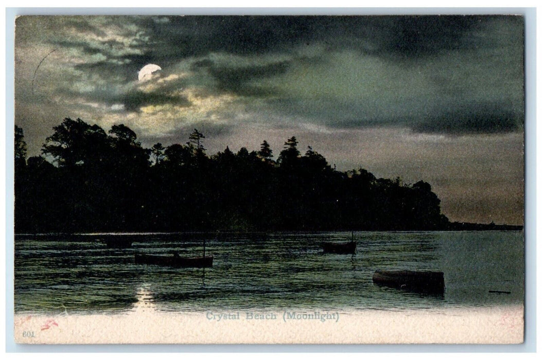 1909 Crystal Beach Moonlight Boat Night Chattanooga Tennessee Postcard Postcard