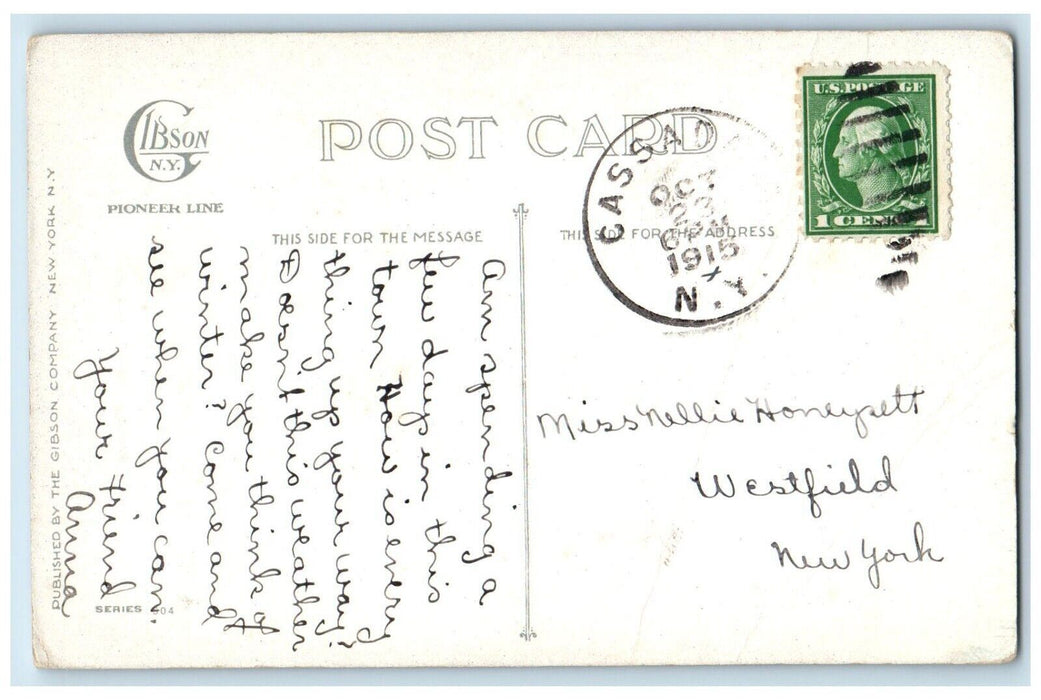 1915 Greetings Night Moon Bridge Lake House Cassadaga New York NY Ibson Postcard