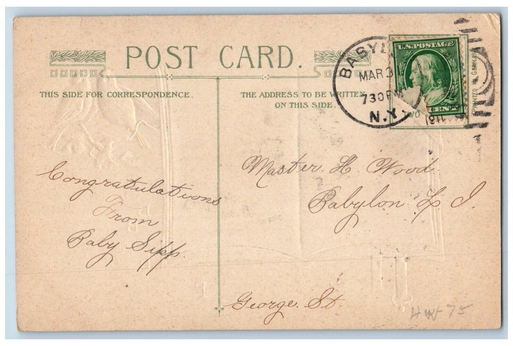 Birthday Greetings Song Birds Book John Wisnch Artist Signed Embossed Postcard