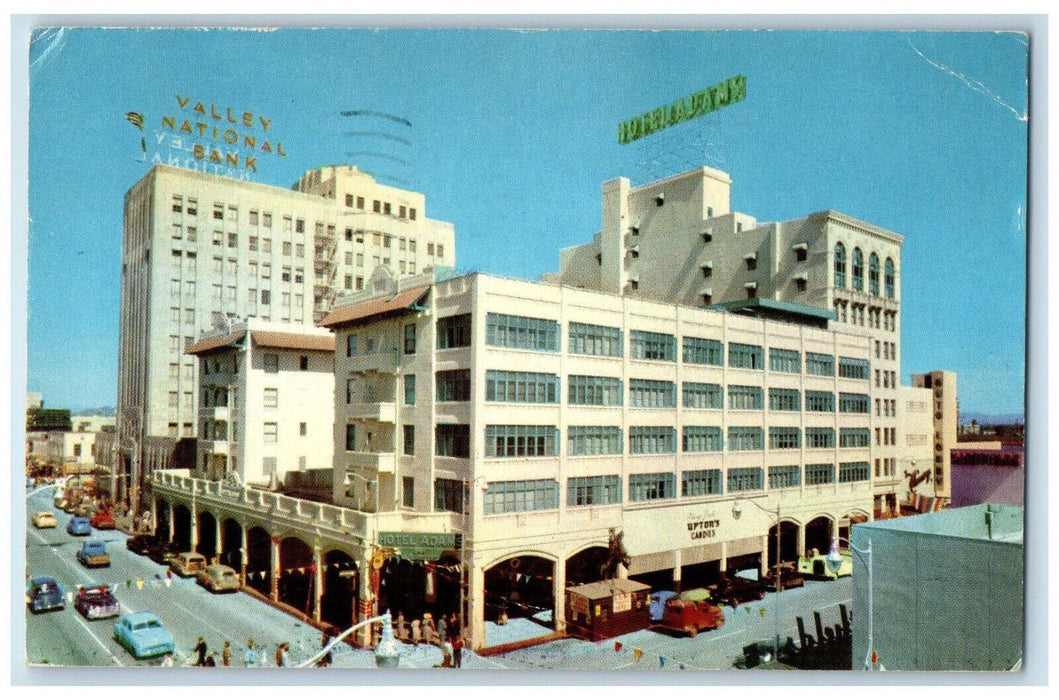 1954 Hotel Adams And Valley National Bank Building Phoenix Arizona AZ Postcard