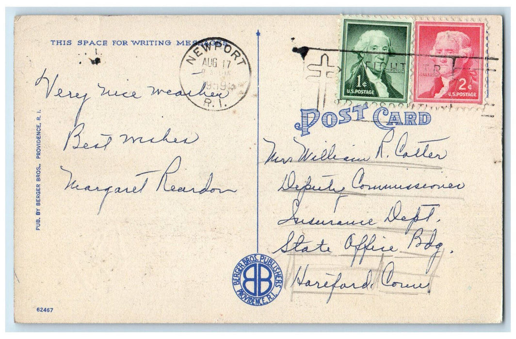 1959 Parade Ground Showing War College U.S Naval Training Newport RI Postcard