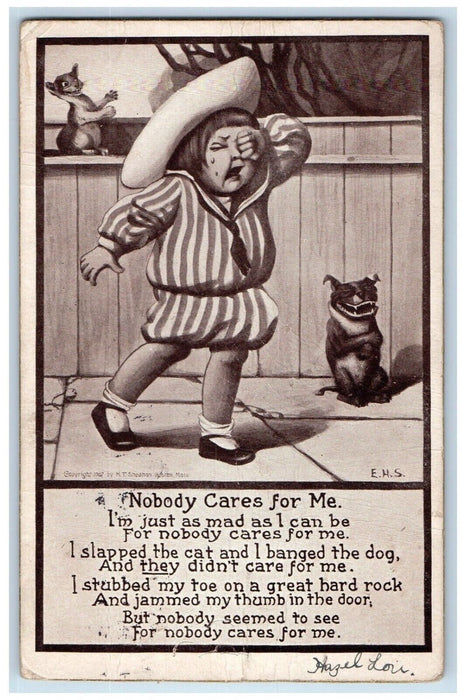 Little Girl Crying Squirrel Dog Nobody Cares For Me Derry Church PA Postcard