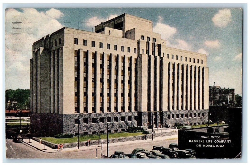 1954 Home Office Bankers Life Company Temple Exterior Des Moines Iowa Postcard