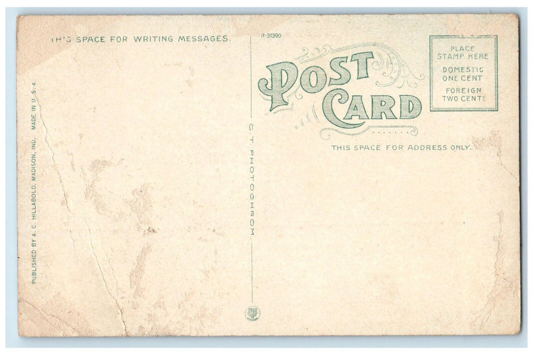 c1910 Steamer Cincinnati Moon Night Moonlight Madison Indiana Vintage Postcard
