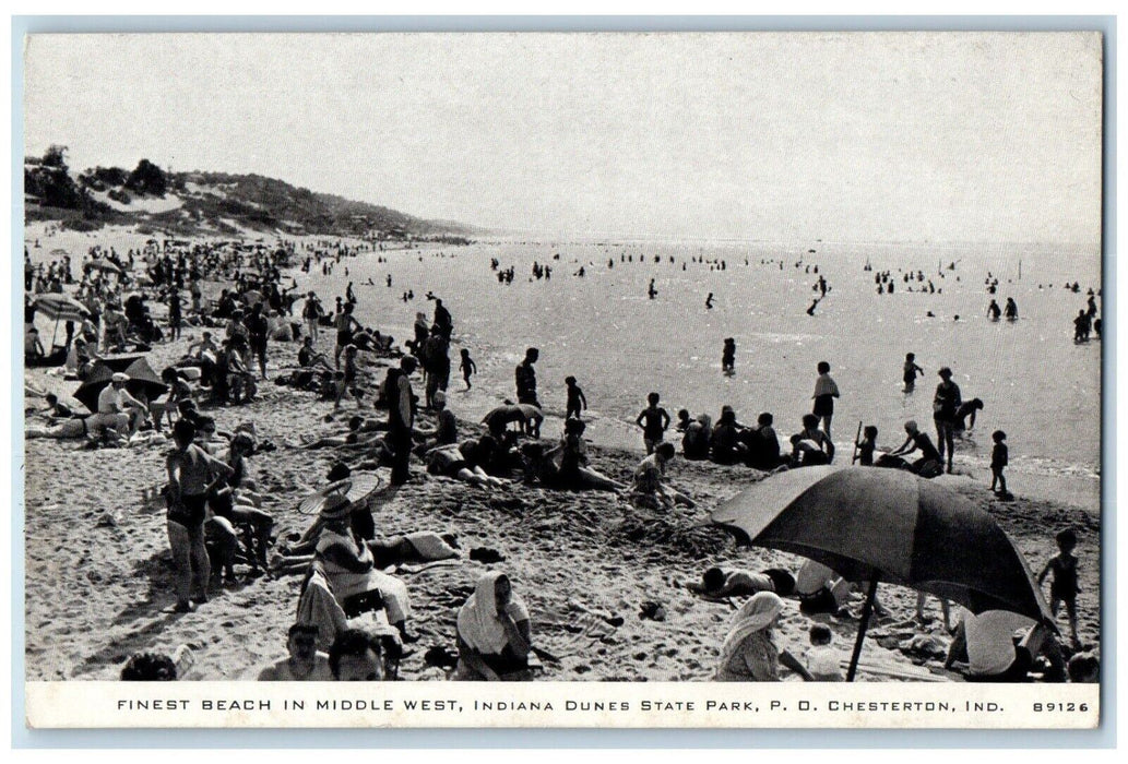 c1940 Finest Beach Middle West Indiana Dunes State Park Chesterton IN Postcard