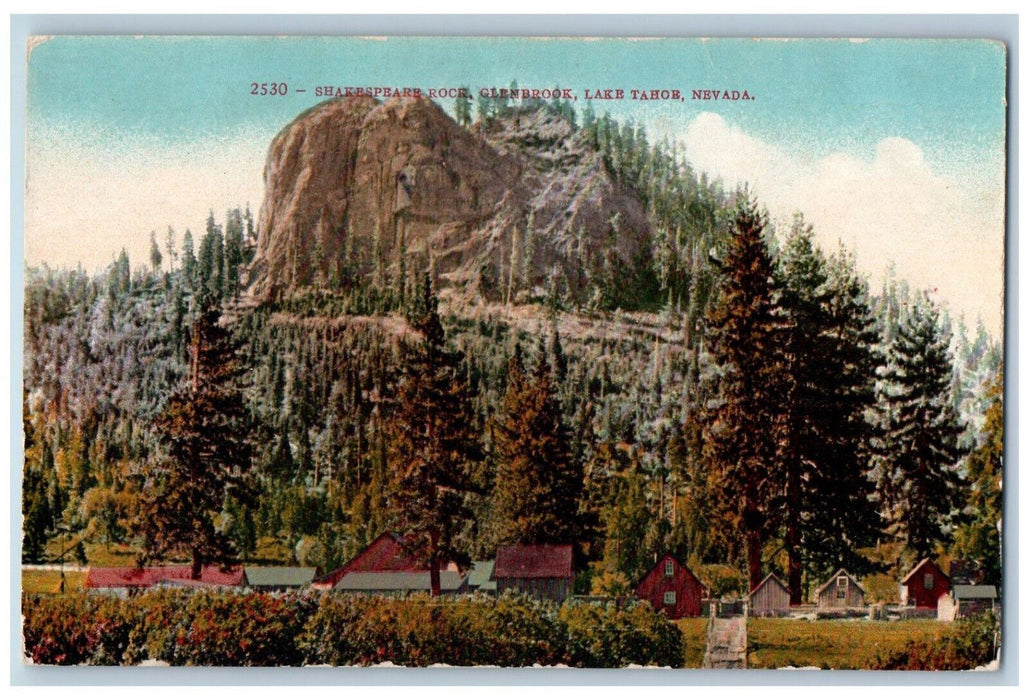 Scenic View Of Shakespeare Rock Glenbrook Lake Tahoe Nevada NV Vintage Postcard