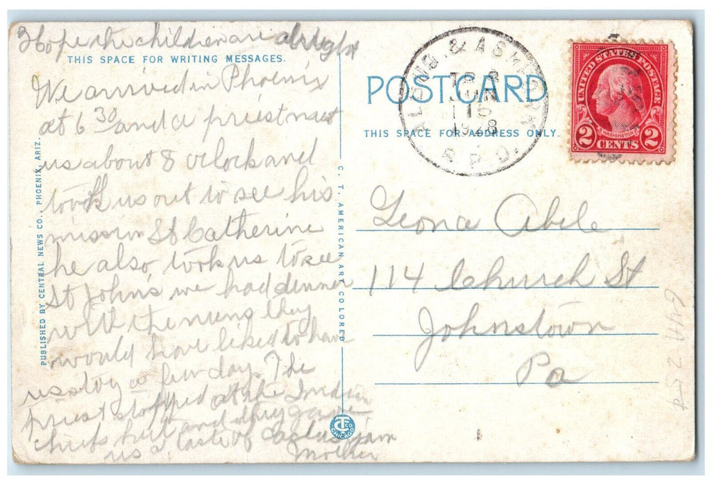 1928 View Of West Willeta Street Residence House Phoenix Arizona AZ Postcard