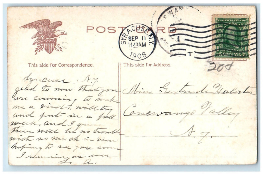 1908 Scenic View Of Onondoga Creek Bridge Syracuse New York NY Antique Postcard