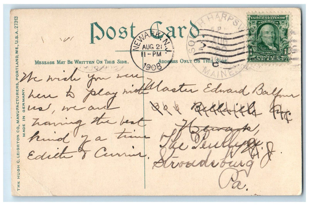 1908 Steamer Ship Making Landing At Mackerel Cove Baileys Island ME Postcard