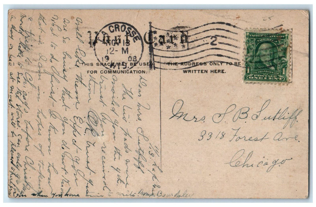 1908 Public Bath House And Swimming Pool La Crosse Wisconsin WI Antique Postcard