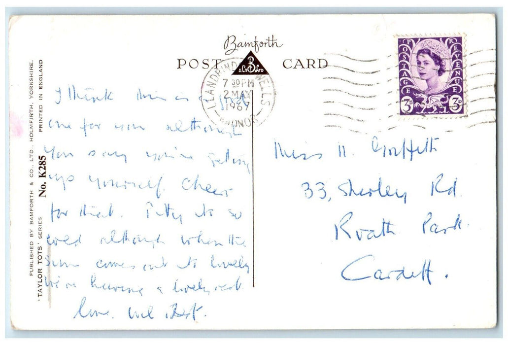 1967 Little Kid Sleepy Getting Up Early Cute Dog Fido Taylor Tot Posted Postcard
