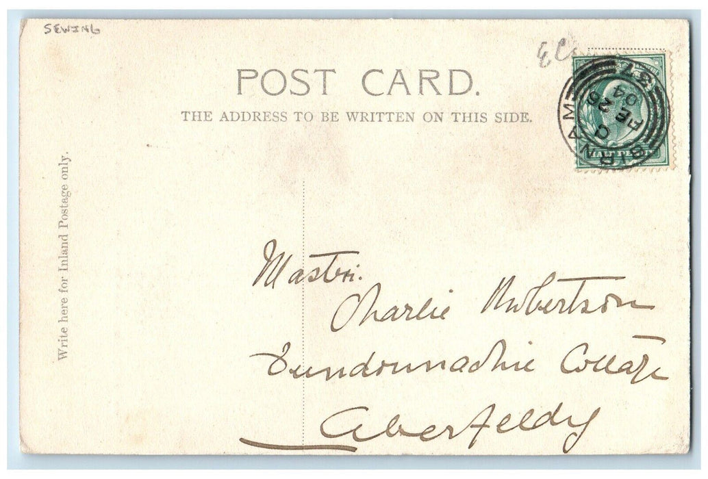Child Sewing Bonnet Glasses Tinted Birnam Scotland United Kingdom Postcard