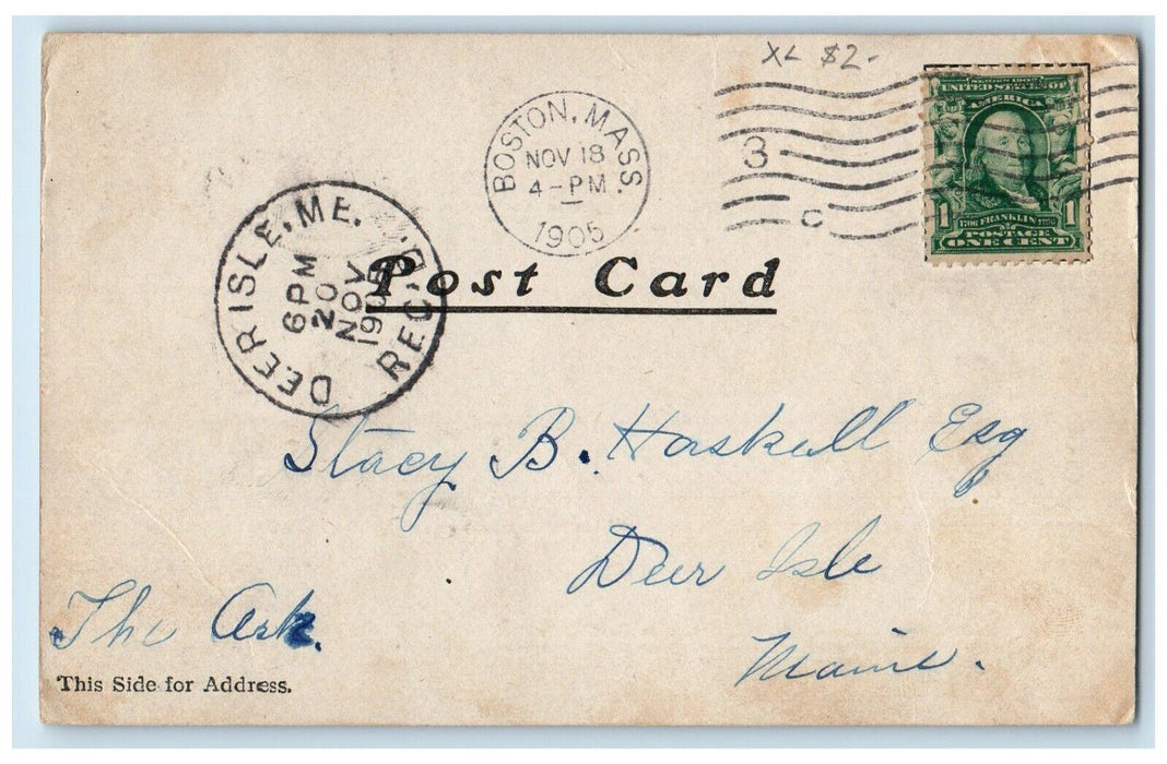 1905 Man Cigarette Smoke Animals Everything Here Reminds Me Of You Postcard