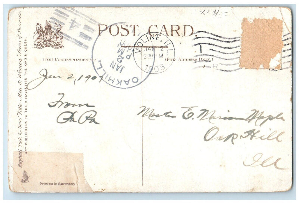 1908 Little Man Playing Grocer Oakhill Illinois IL Tuck's Antique Postcard