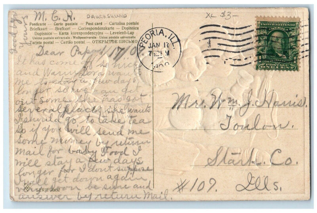 1909 Angry Father Toddler Sitting The Hat Bottle Cute Dachshund Dog Postcard