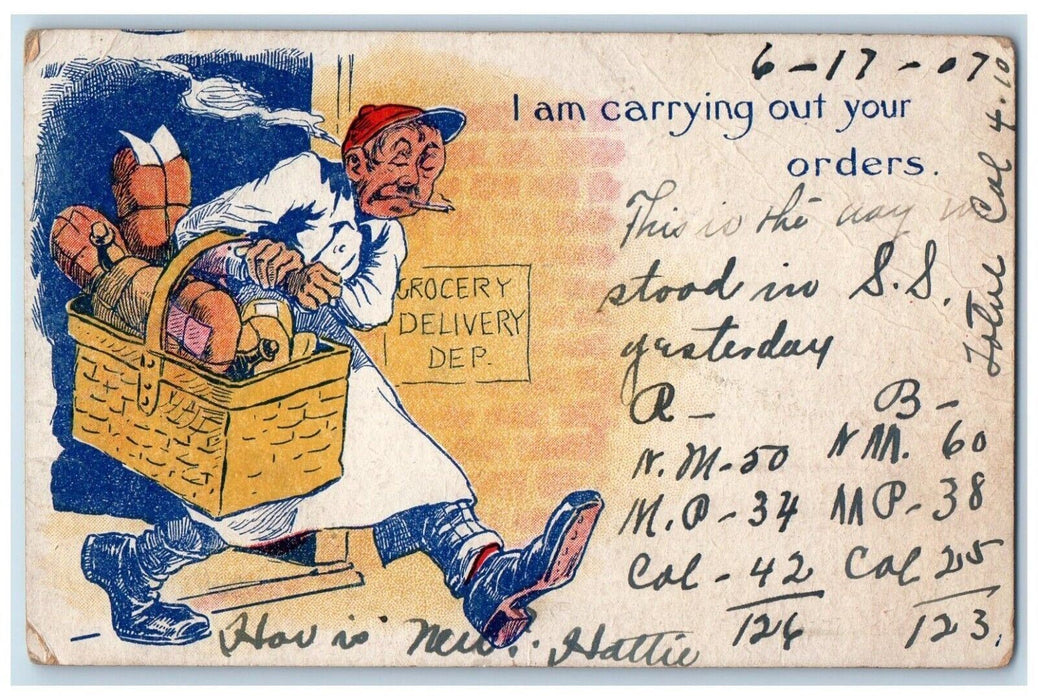 1907 Old Man Grocery Delivery Dep Clarksburg West Virginia WV Antique Postcard