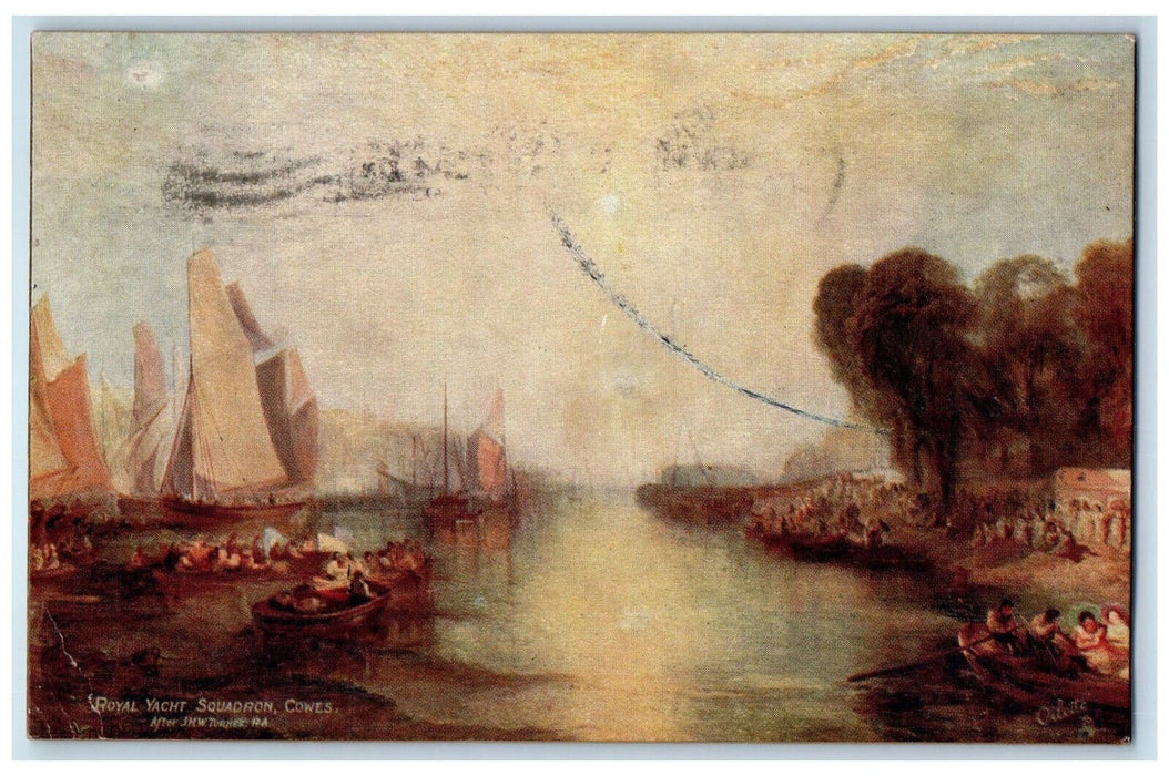 1908 Royal Yacht Squadron Cowes England Gallery Pics Oilette Tuck Art Postcard