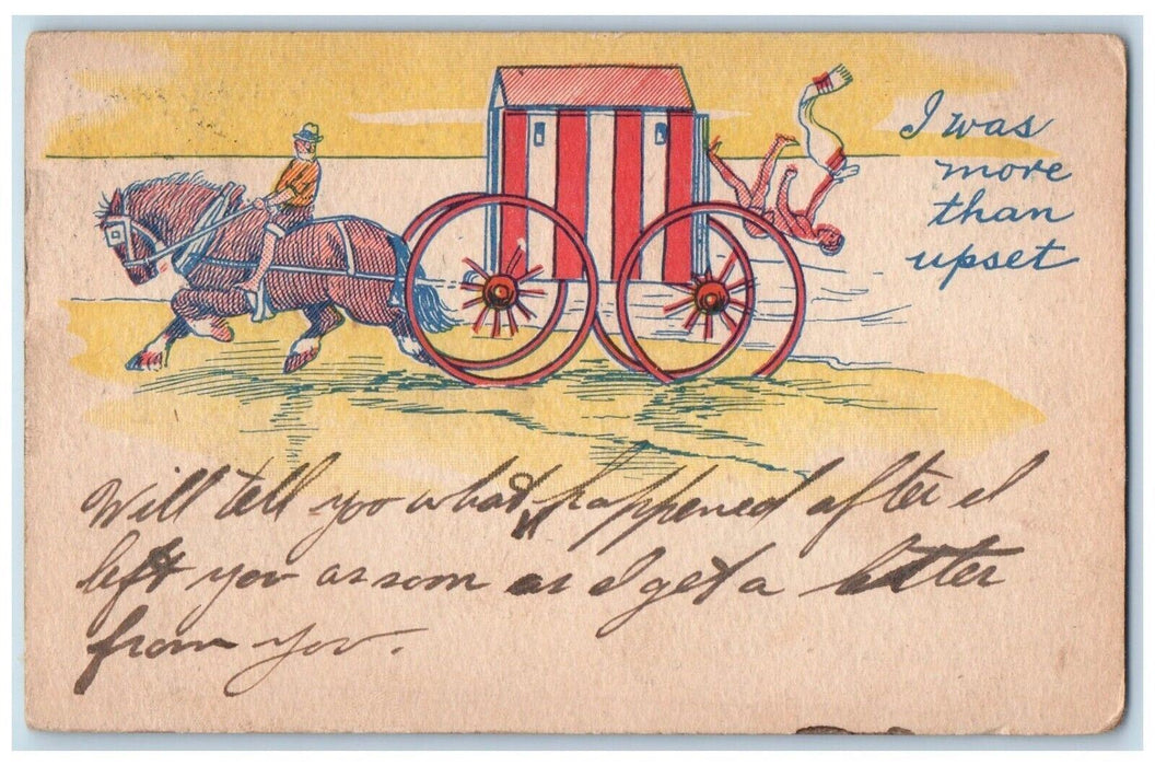 1908 Bath Horse Wagon Write Away Humor Hammond Indiana IN Antique Postcard