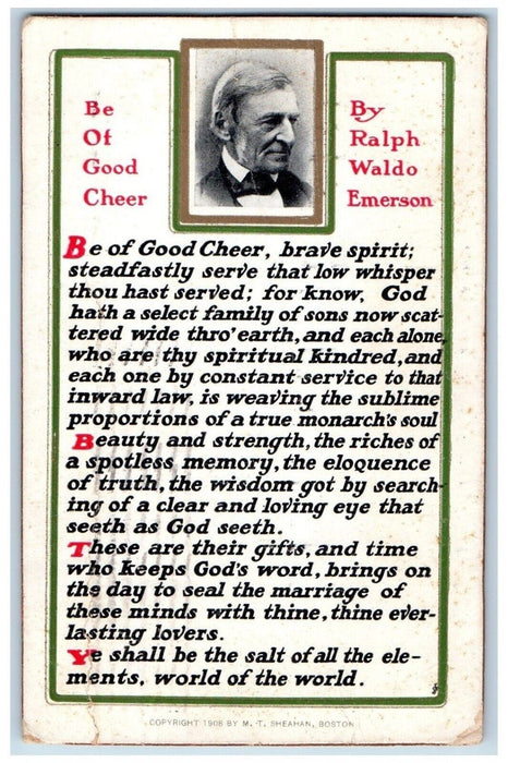 1909 Poem Be A Good Cheer By Ralph Waldo Emerson Albion NY Antique Postcard
