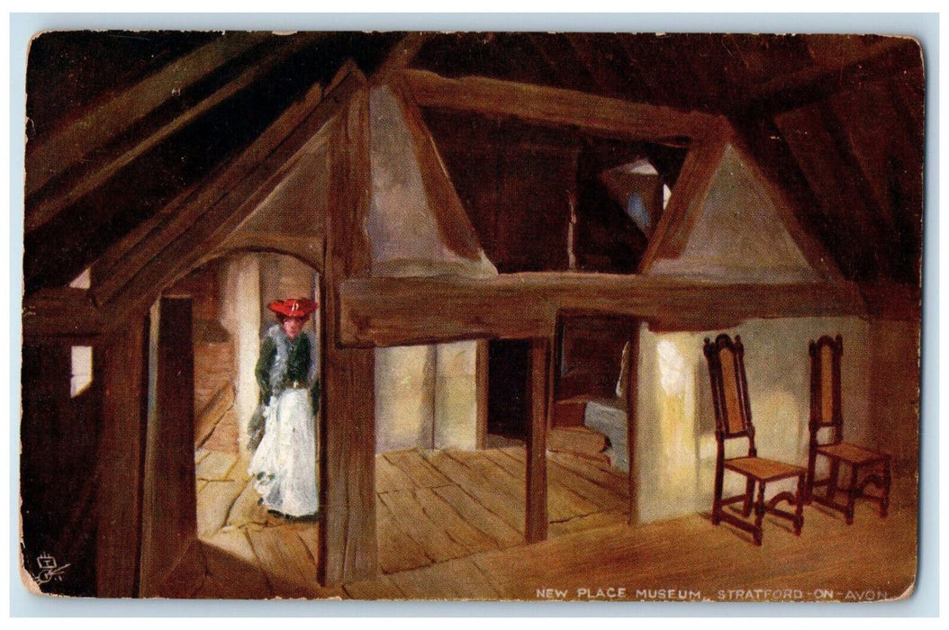 1905 New Place Museum Stratford-On-Avon England Oilette Tuck Art Postcard