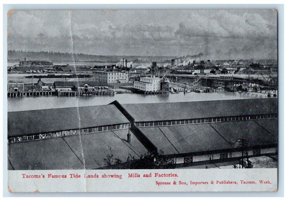 Tacoma's Famous Tide Lands Showing Mills And Factories Washington WA Postcard