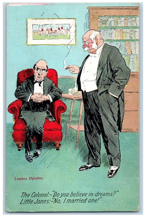 1910 Colonel Cigarette Smoke Relationship Humor Bamforth Posted Antique Postcard