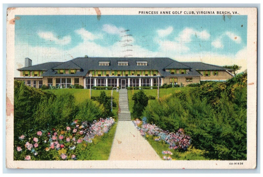 1936 Entrance To Princess Anne Golf Club Virginia Beach VA Vintage Postcard