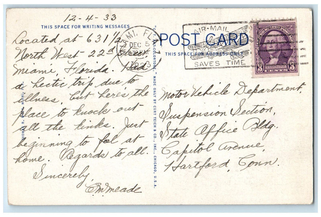 1933 Enjoying Mid-winter Bathing And Sunshine At Miami Beach Florida FL Postcard