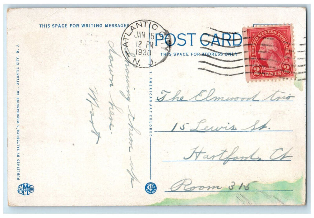 1930 Greetings From Atlantic City New Jersey NJ, Big Letters Vintage Postcard