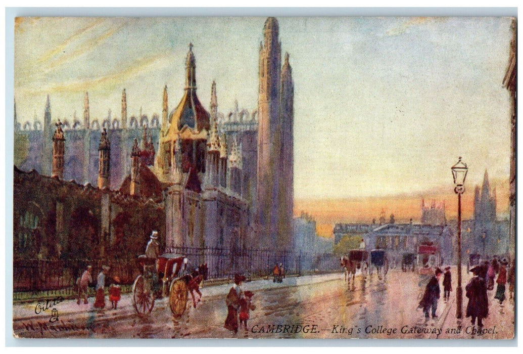c1910 King's College Gateway and Chapel Cambridge Oilette Tuck Art Postcard
