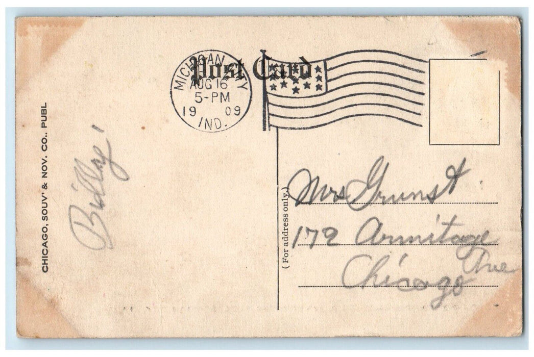 1909 Figure Eight Miniature RR Washington Park Michigan City Indiana ID Postcard